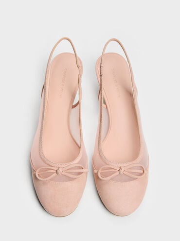 Mulligan Mesh Bow Slingback Pumps, Blush, hi-res
