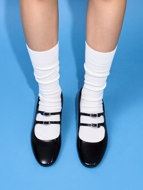 Clementine Crystal-Buckle Mary Jane Pumps, Black Box, hi-res