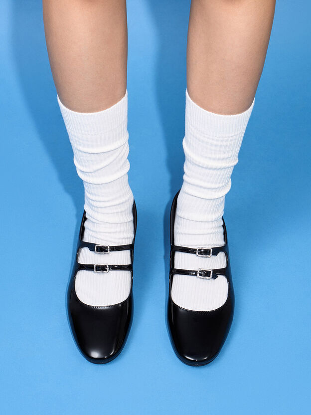 Clementine Crystal-Buckle Mary Jane Pumps, Black Box, hi-res
