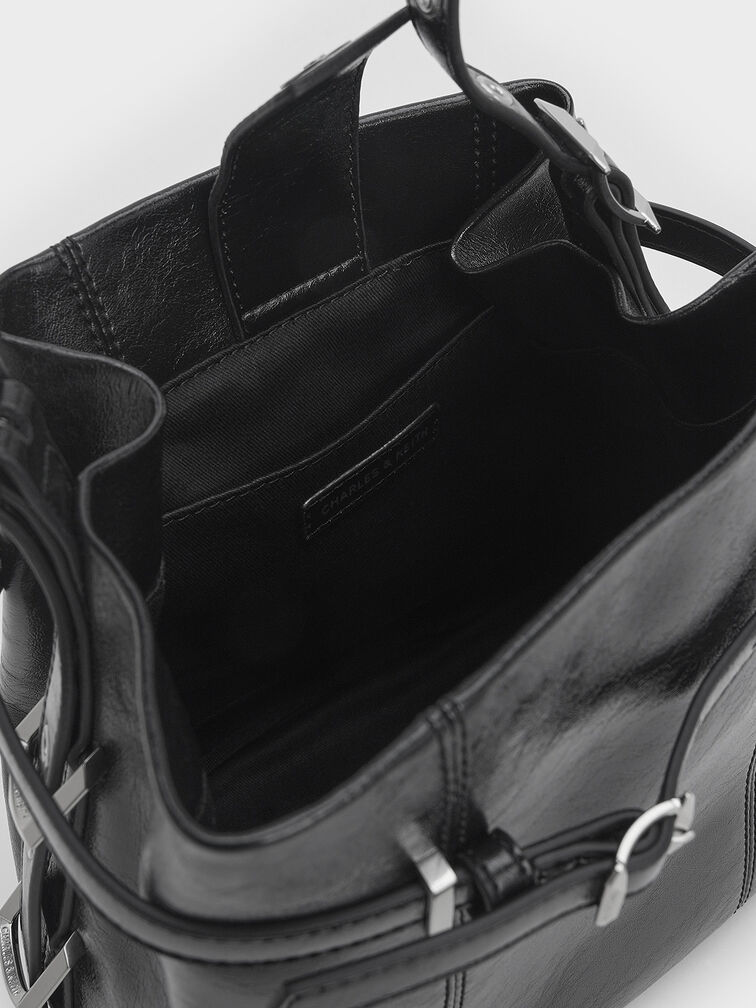 Bryna Belted Bucket Bag, Noir, hi-res