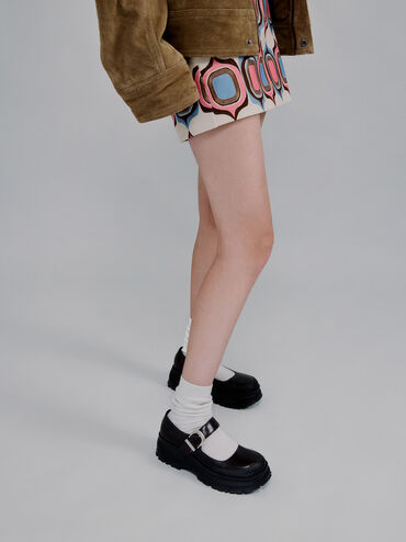 Darra Ridged-Sole Platform Mary Janes, Black Box, hi-res