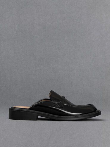 Tahlia Leather Loafer Mules, Black Box, hi-res