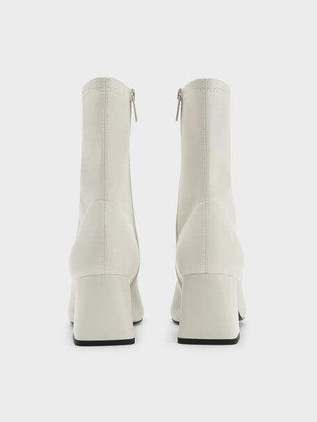 Jully Metallic Trapeze Heel Ankle Boots, Chalk, hi-res