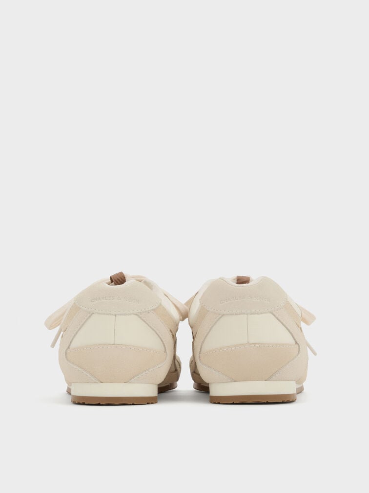 Nylon & Suede Double-Lace Sneakers, Chalk, hi-res