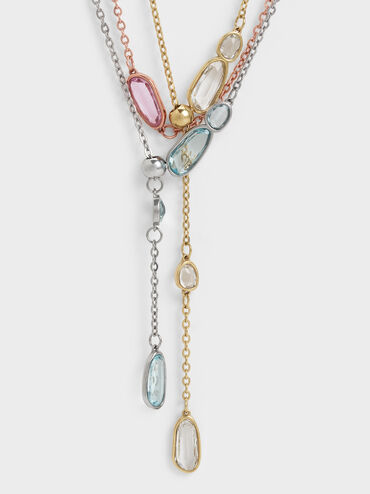 Evangeline Multi-Crystal Necklace, Gold, hi-res