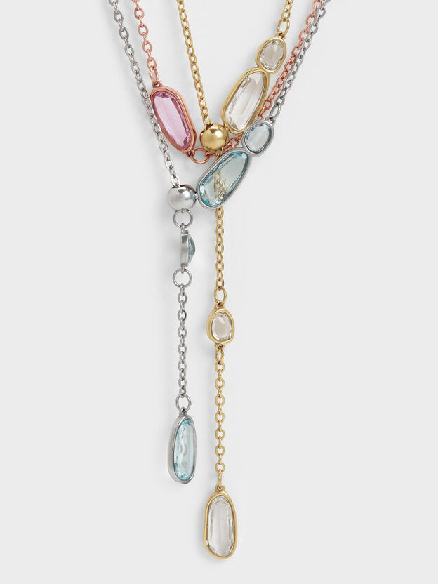 Evangeline Multi-Crystal Necklace, Gold, hi-res