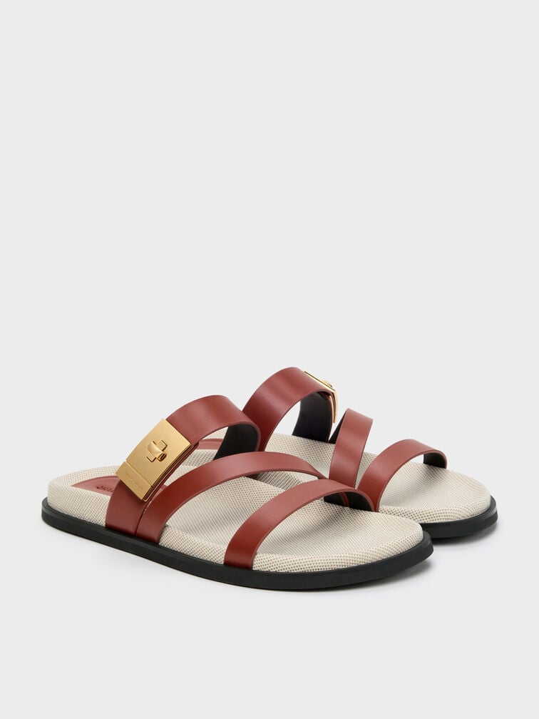 Aelin Canvas Metallic-Buckle Strappy Sandals, Multi, hi-res