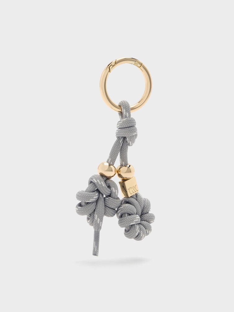 Knotted-Flower Charm, Grey, hi-res
