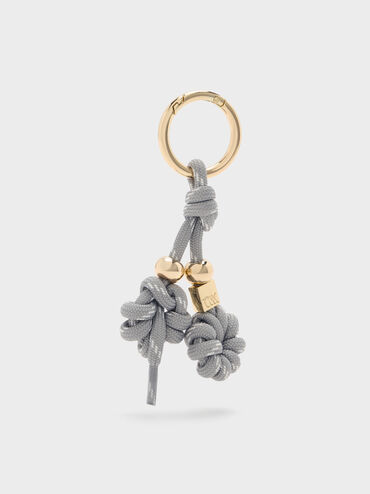 Knotted-Flower Charm, Grey, hi-res