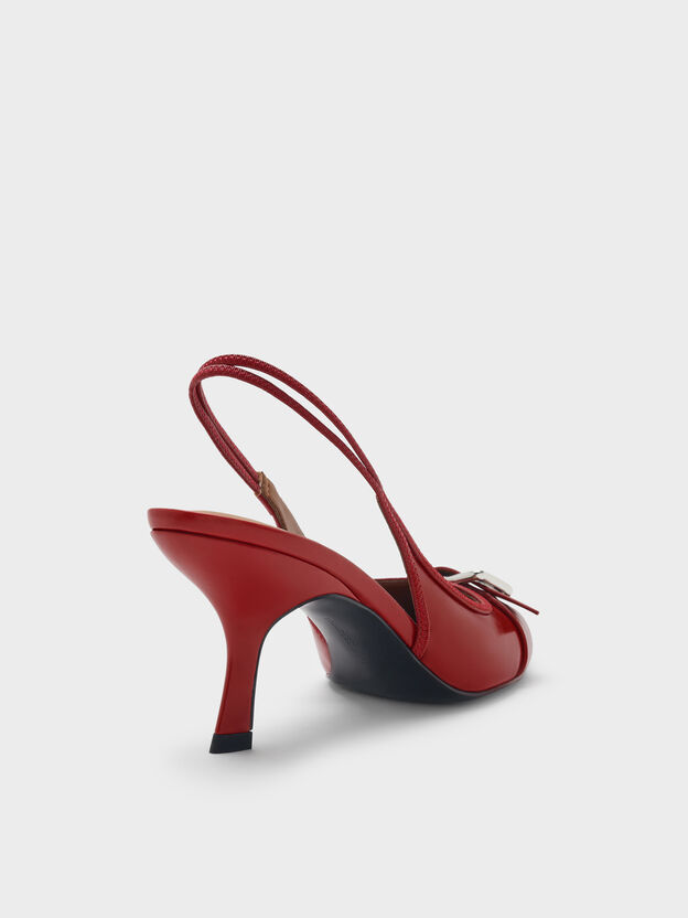 Anita Buckled Pointed Slingback Pumps, Red, hi-res