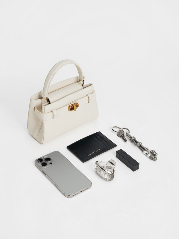 Aubrielle Belted Top Handle Bag, Cream, hi-res