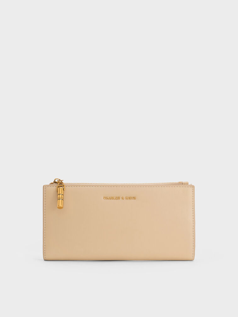 Cesia Top-Zip Long Wallet, Sand Beige, hi-res