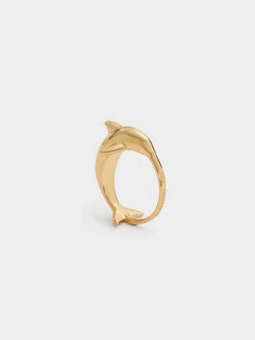 Delphina Dolphin Ring, Gold, hi-res