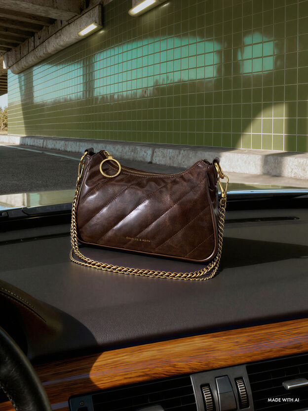 Philomena Double-Chain Crossbody Bag, Distressed Coffee, hi-res