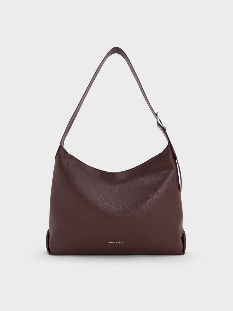 Larsen Buckle-Strap Hobo Bag, Plum, hi-res