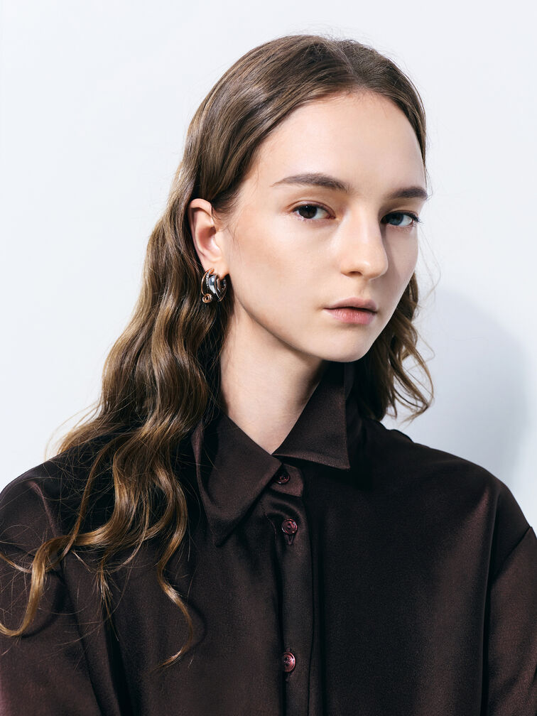 Hermione Crystal Crescent Earrings, Rose Gold, hi-res