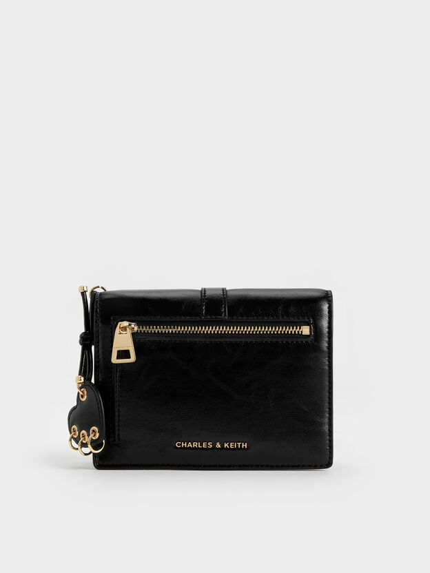 Rey Heart Belted Passport Holder, Black, hi-res