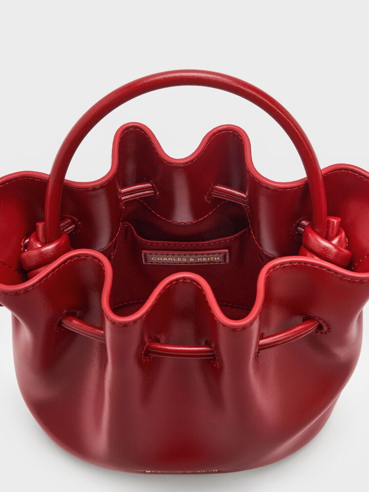 Sammie Horse-Motif Drawstring Bucket Bag, Tomato Red, hi-res
