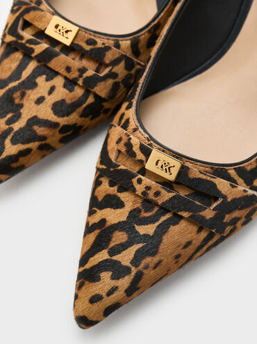 Georgina Calf Hair Leopard-Print Pointed-Toe Kitten-Heel Pumps, Animal Print Brown, hi-res