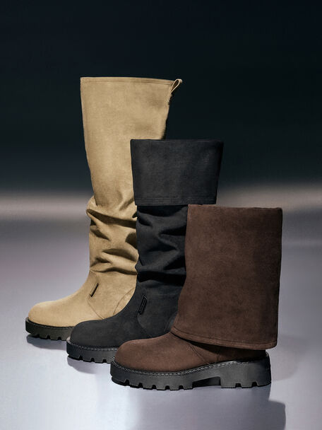 Camilla Faux Suede Thigh-High Boots, Black Textured, hi-res