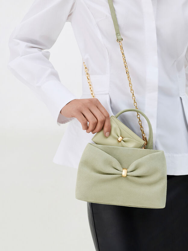 Halsey Ruched Top Handle Bag, Pale Sage, hi-res