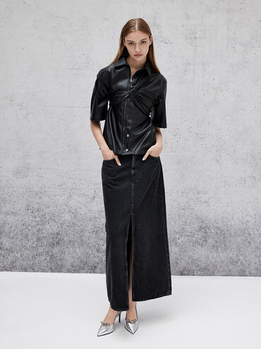 Metallic Bow Slingback Pumps, Silver, hi-res