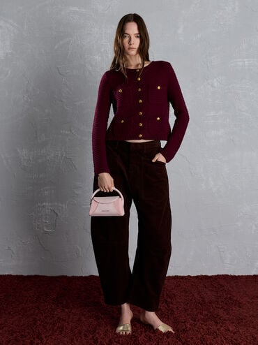 Girls' Nelly Recycled Suede Top Handle Bag, Pink, hi-res