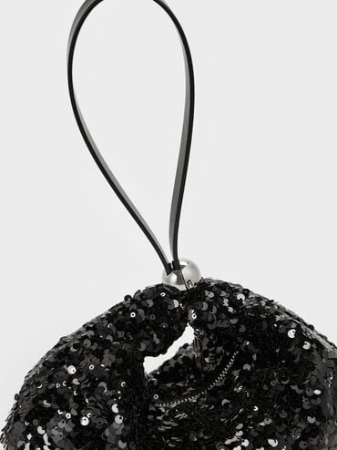 Jesmyn Sequinned Two-Way Bag, Noir, hi-res