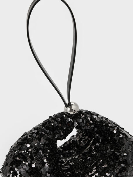 Jesmyn Sequinned Two-Way Bag, Noir, hi-res