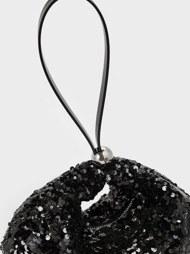 Jesmyn Sequinned Two-Way Bag, Noir, hi-res