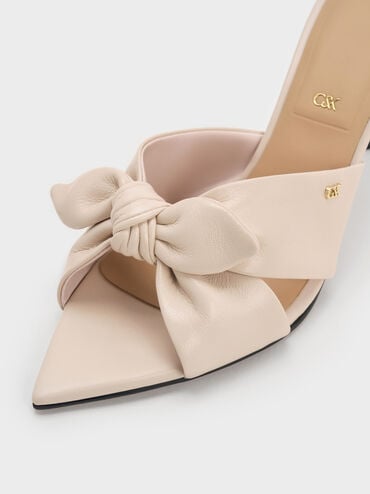 Jayce Leather Stiletto Mules, Oat, hi-res