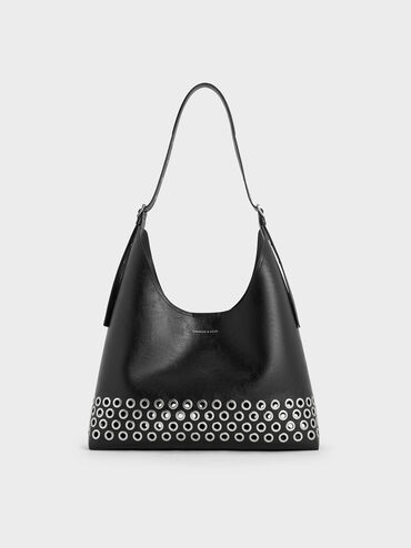 Liv Grommet Hobo Bag, Noir, hi-res
