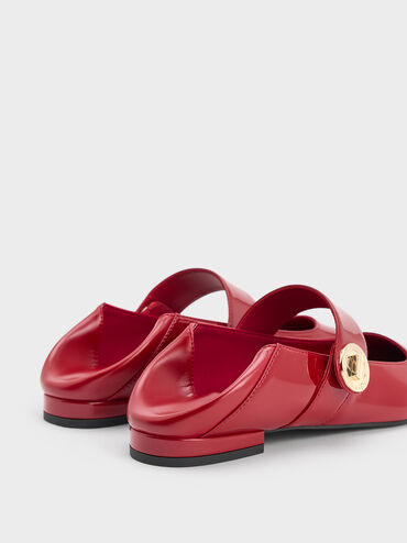 Yara Patent Mary Jane Flats, Red, hi-res