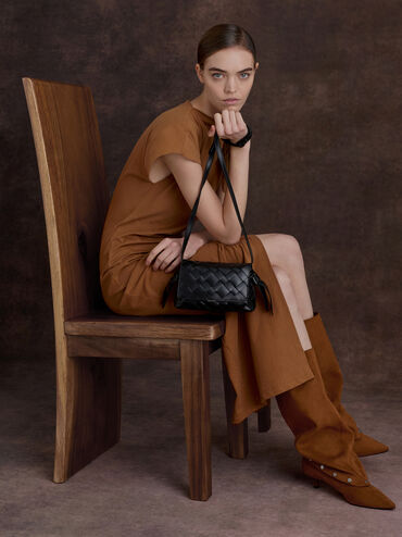 Ivette Woven Crossbody Bag, Noir, hi-res