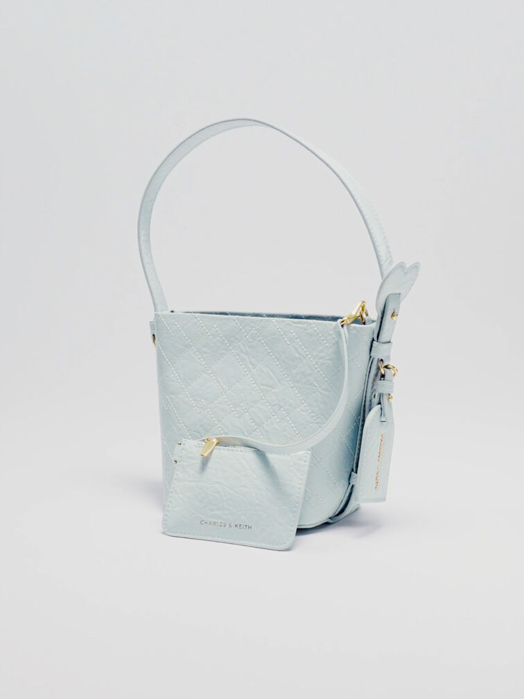 Duo Quilted Chain Bucket Bag, Sea Salt Blue, hi-res