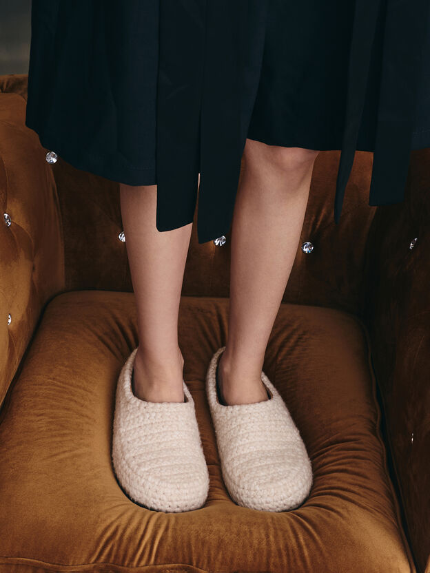 Crochet Flat Mules, Chalk, hi-res