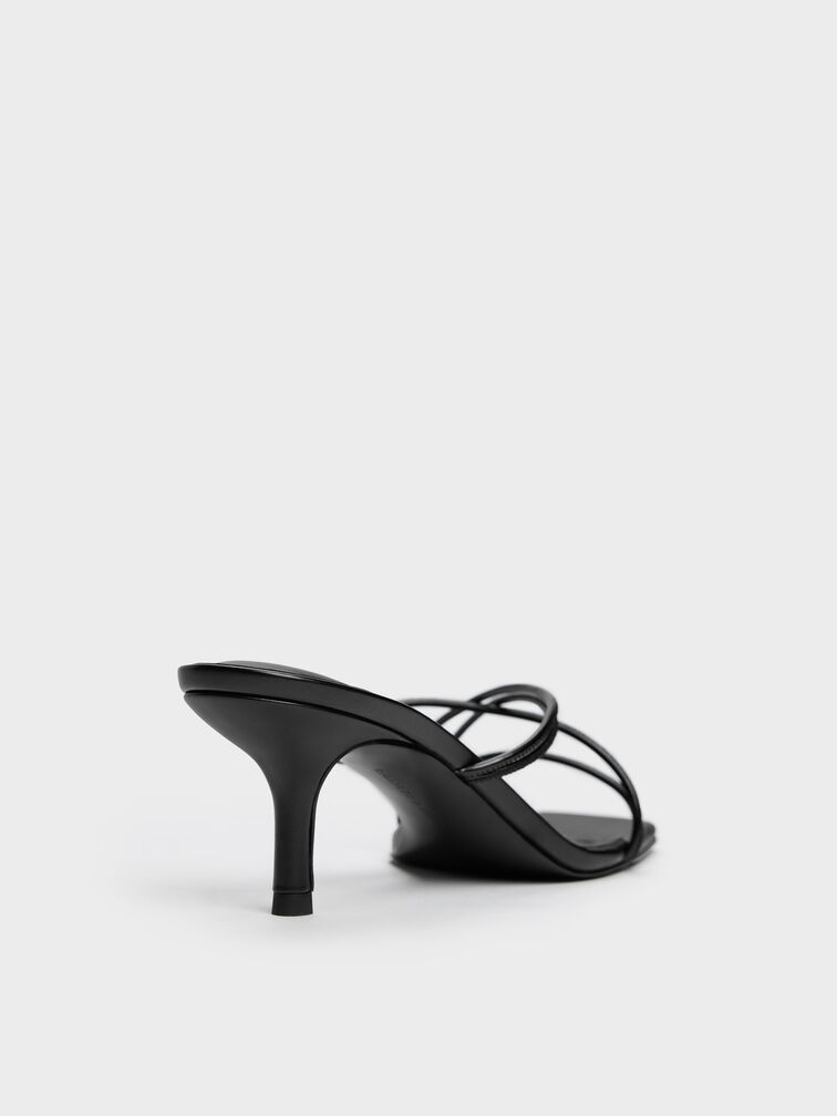 Strappy Heeled Sandals, Black, hi-res