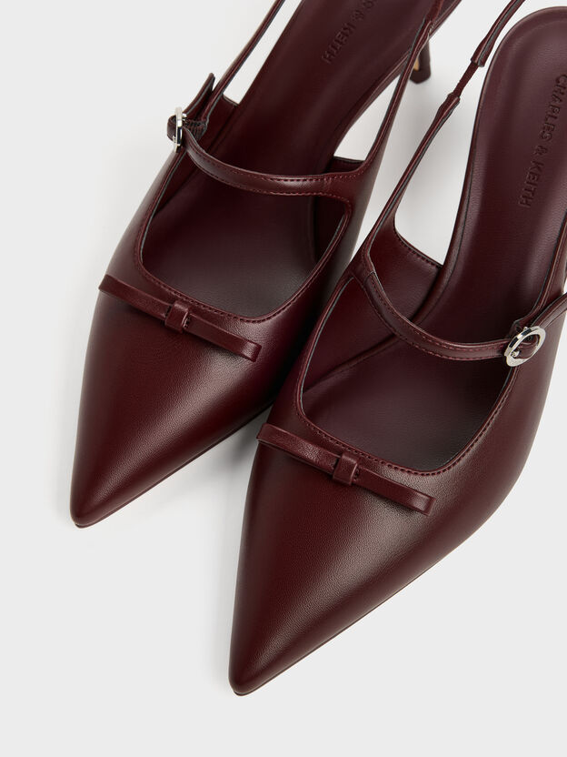 Sonali Bow Slingback Pumps, Burgundy, hi-res