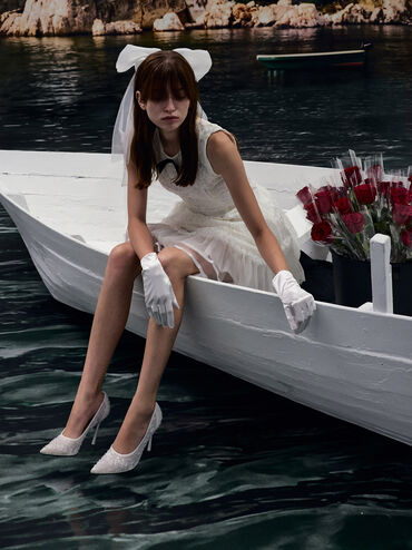 Kyra Embroidered-Mesh Stiletto Pumps, White, hi-res