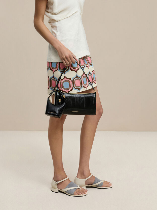 Augustine Eel-Effect Shoulder Bag, Black, hi-res