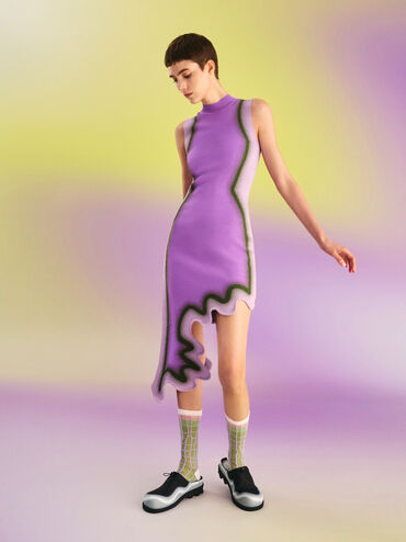 Gradient Wave Slip-On Mules, Black, hi-res