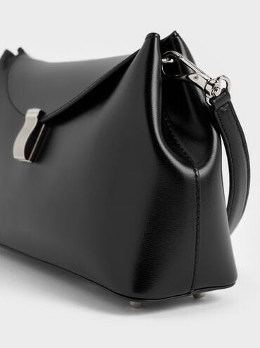 Wisteria Metallic-Accent Shoulder Bag, Noir, hi-res