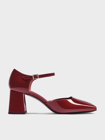Patricia Patent Square-Toe D'Orsay Pumps, Burgundy, hi-res