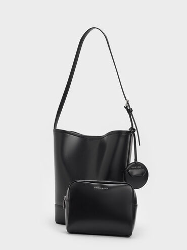 Enola Elongated Bucket Bag, Noir, hi-res