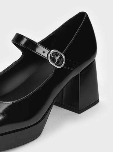 Platform Block-Heel Mary Jane Pumps, Black Box, hi-res