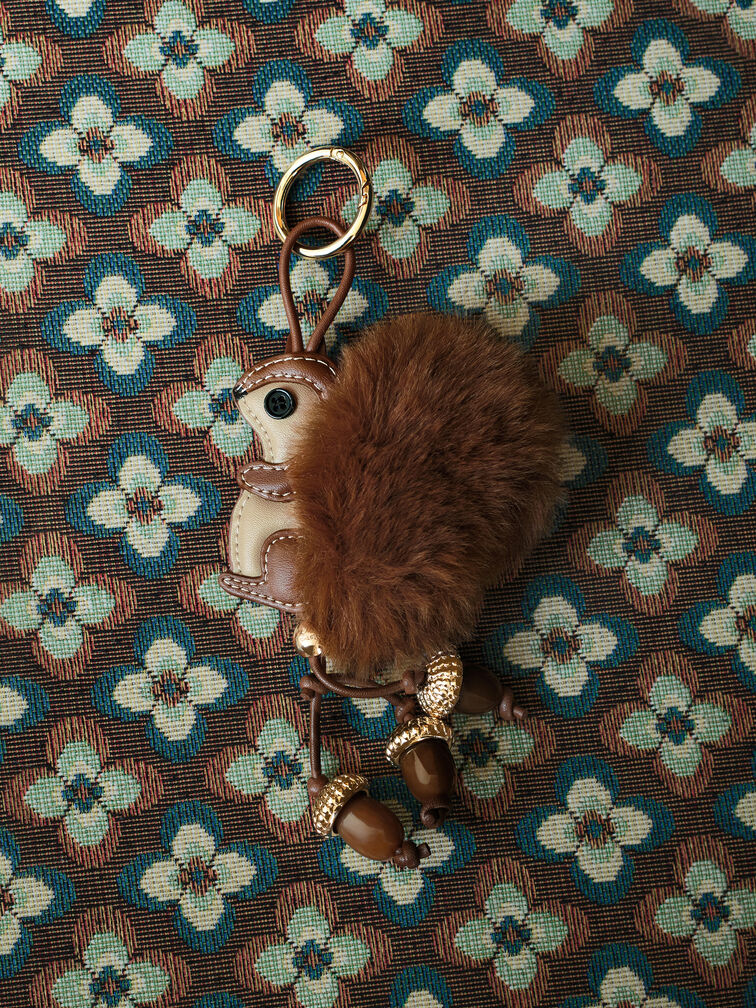 Furry Squirrel Acorn Charm, Multi, hi-res