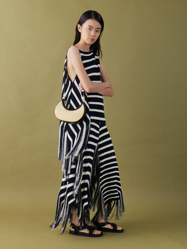 Leather & Raffia Crescent Hobo Bag, Neutral Raffia, hi-res