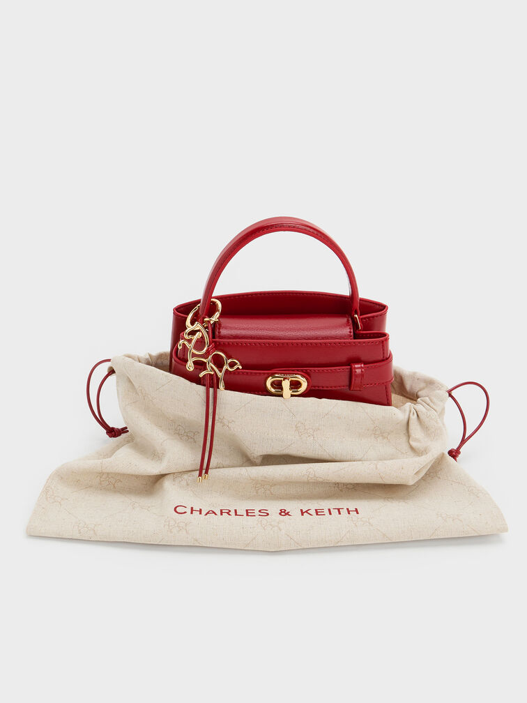 Aubrielle Horse-Motif Top Handle Bag, Tomato Red, hi-res