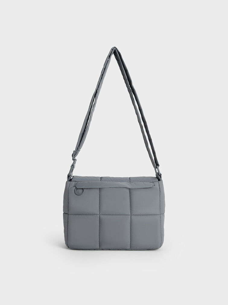 Mini Errya Nylon Quilted Puffy Crossbody Bag, Grey, hi-res