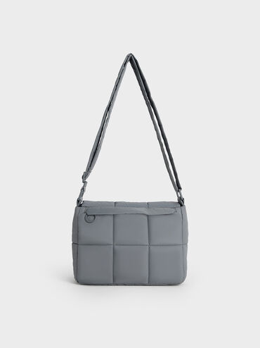 Mini Errya Nylon Quilted Puffy Crossbody Bag, Grey, hi-res